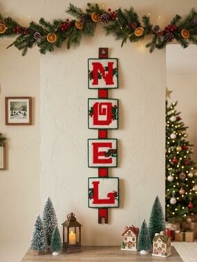 Festive NOEL Vertical Christmas hanging 
Red, Green & white
Handmade